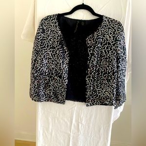 Petticoat Alley silver sequins crop jacket Size L